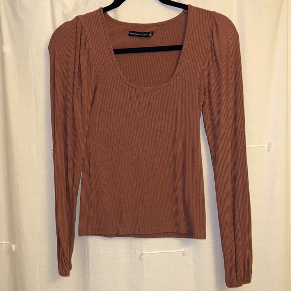 Abercrombie Ribbed Scoop Neck Long Sleeve Tee, M